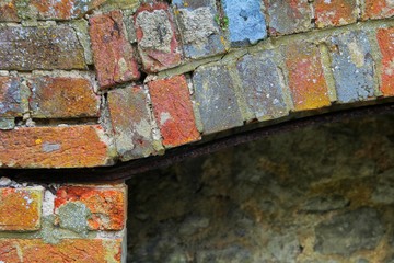 brick pattern on old derelict fireplace