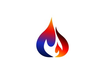 fire, flame, logo, modern blue heat flame logotype, hot fire symbol icon vector design