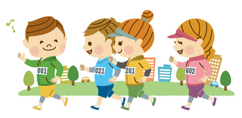 マラソンする男女　その1