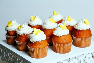 cupcakes on a stand.