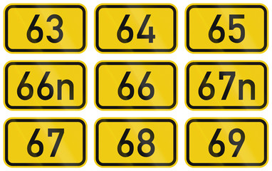 Collection of Numbered highway shields of German Bundesstrassen (Federal roads)