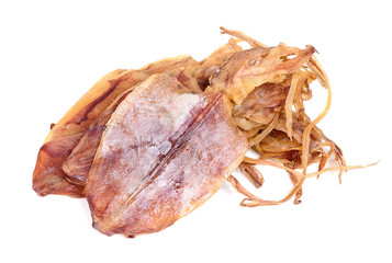 Dried squid isolated on the white background