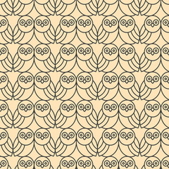 Seamless pattern with owls