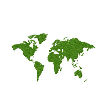 Map of world from green grass
