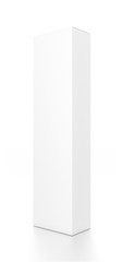 Naklejka premium White tall vertical rectangle blank box from side angle. 3D illustration isolated on white background.
