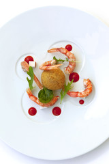 Fritter, prawn and tomato sauce