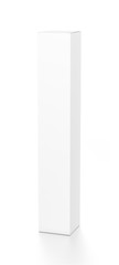White tall vertical rectangle blank box from top front far side angle. 3D illustration isolated on white background.