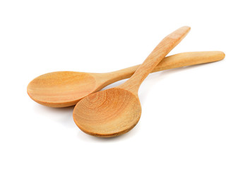 Wooden spoon on white background