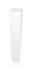 White tall vertical rectangle blank box from top front side angle. 3D illustration isolated on white background.