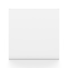 White thin rectangle blank box from front angle. 3D illustration isolated on white background.