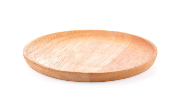 wooden plate  on white background