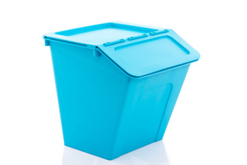 Blue storage box on white background isolated