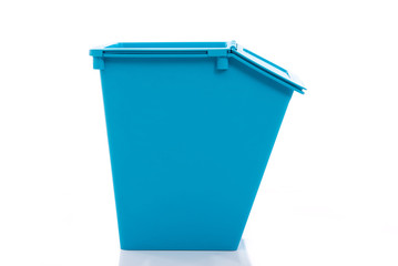 Blue storage box on white background isolated