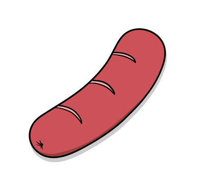 Sausage, a hand drawn vector illustration of a sausage.