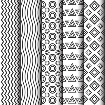 black and white pattern set