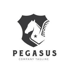 Pegasus logo,horse logo,animal logo template,shield logo,vector logo template