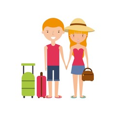 Young people on summer vacation design 