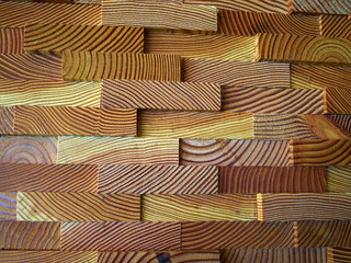 Decorative wall made of wooden planks