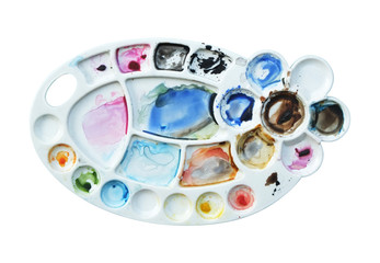 old plastic palette on white background