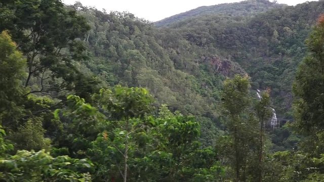 Dramatic landscape view from Kuranda Scenic Railway in the tropical north of Queensland Australia