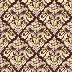 Seamless oriental golden ornament. Fine vector traditional oriental pattern with 3D elements, shadows and highlights