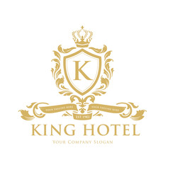 King hotel logo,K letter logo,crest logo,luxury brand design template.