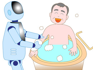 高齢者を介護するロボット