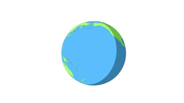 Cartoon style spinning earth looped animation 