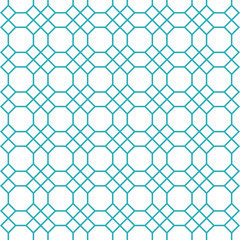 Fototapeta premium Octagons pattern vector. Octagons seamless pattern. Blue octagon shape pattern background. Octagon and square shape vector pattern. Octagons pattern Elements for design.