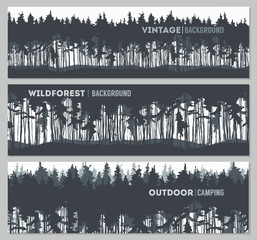 Pine forest design templates vector illustration