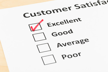 Customer satisfaction survey checkbox with excellent tick