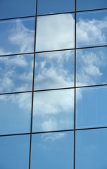 Glass facade of modern office building