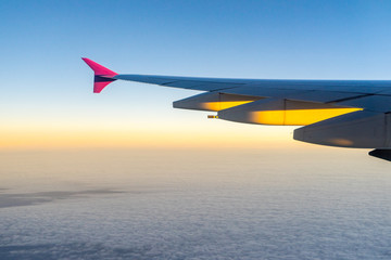 Fototapeta premium view of planet earth from an airplane through the window