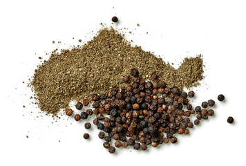black pepper on white background