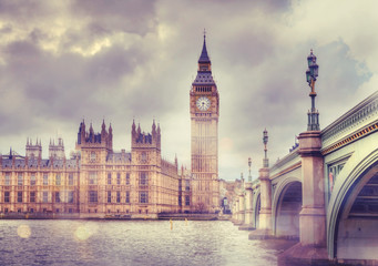 Obraz na płótnie Canvas Big Ben and Houses of Parliament, vanilla vintage effect image