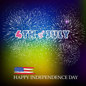Happy 4th July independence day with fireworks background