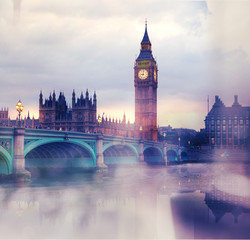 Fototapeta premium Big Ben and Houses of Parliament, vanilla vintage effect image