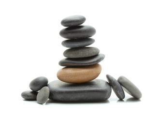 Pile of stones isolated on white background