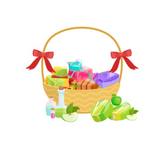 Natural Handmade Soap and Olives vector illustration