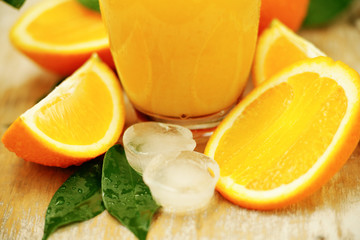 Ice cubes and orange juice