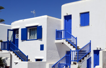 Beautiful architecture building exterior on Mykonos island