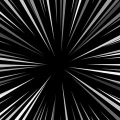 Obraz premium Comic book explosion superhero pop art style black and white radial lines background. Manga or anime speed frame