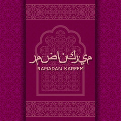 Ramadan Kareem greeting card with Islamic window. Translation: Ramadan Kareem. Vector illustration.