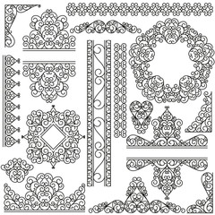 Line art set. Decorative frames for your design isolated on the white. Vector illustration.