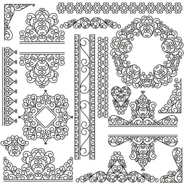 Line art set. Decorative frames for your design isolated on the white. Vector illustration.