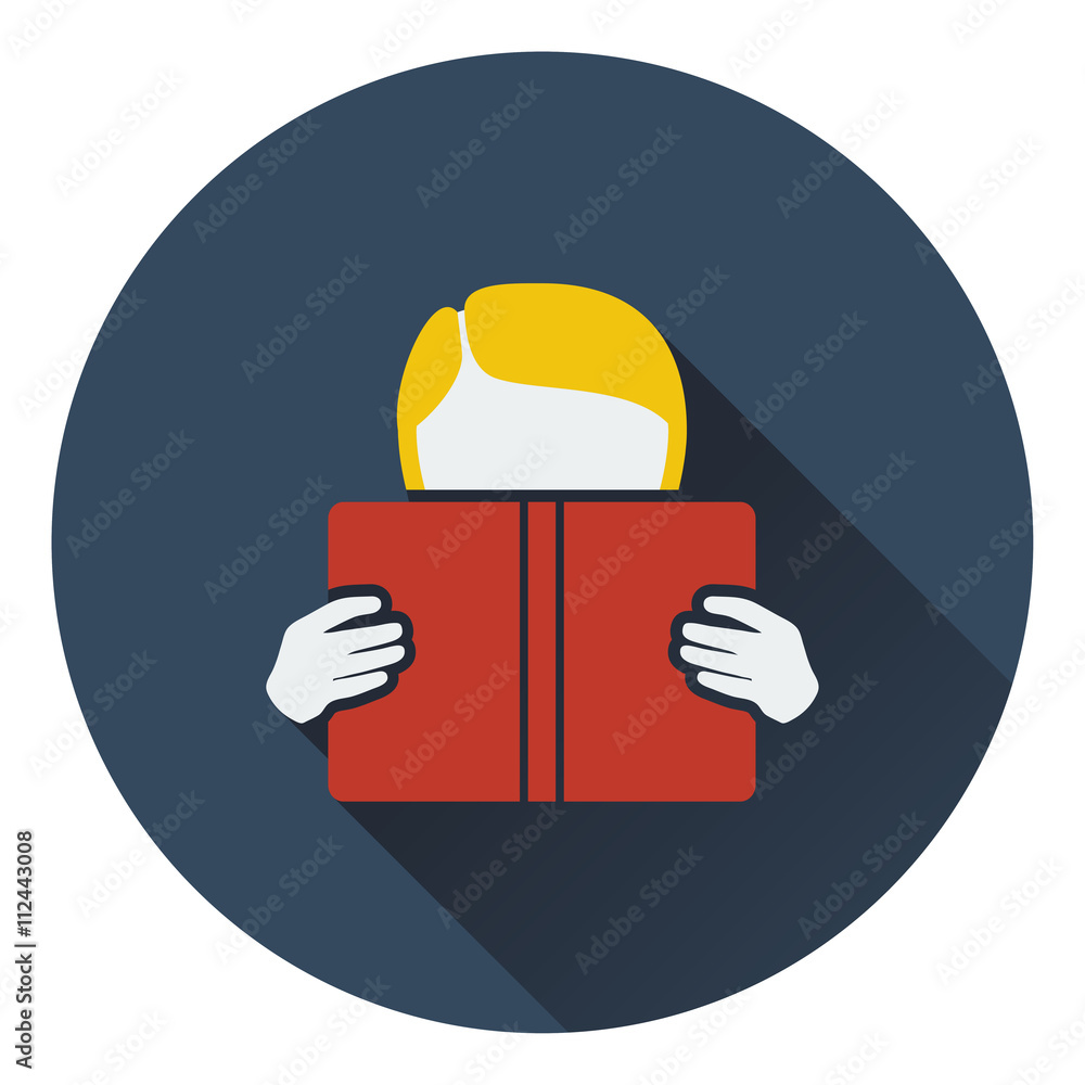 Canvas Prints Flat design icon of Boy reading book in ui colors