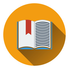 Flat design icon of Open book with bookmark in ui colors