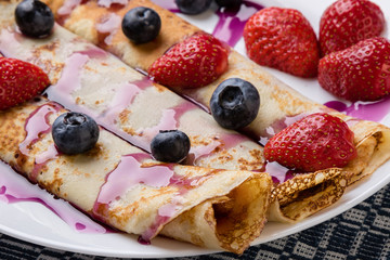 pancake with jam and syrup