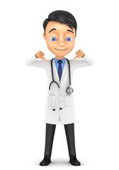 Fototapeta premium 3d cheerful doctor standing on a white background