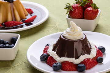 chocolate pudding with fruits